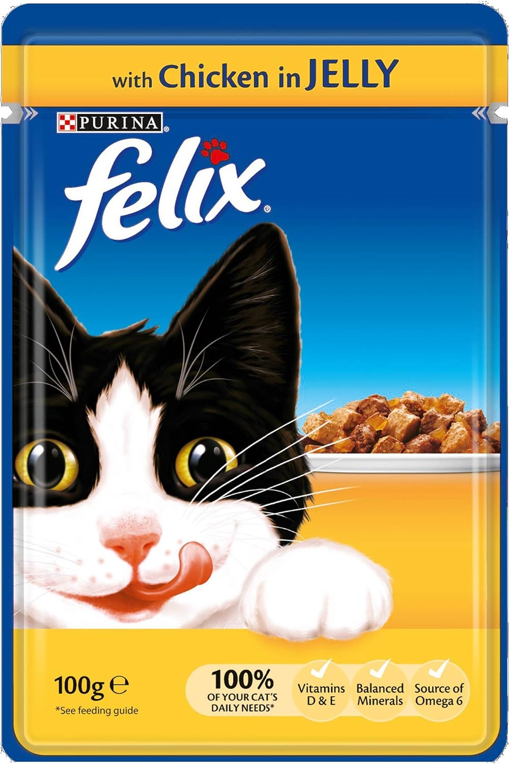 Felix Cat Pouches Chicken In Jelly 100g (20 Pouches), 100 g (Pack of 20)