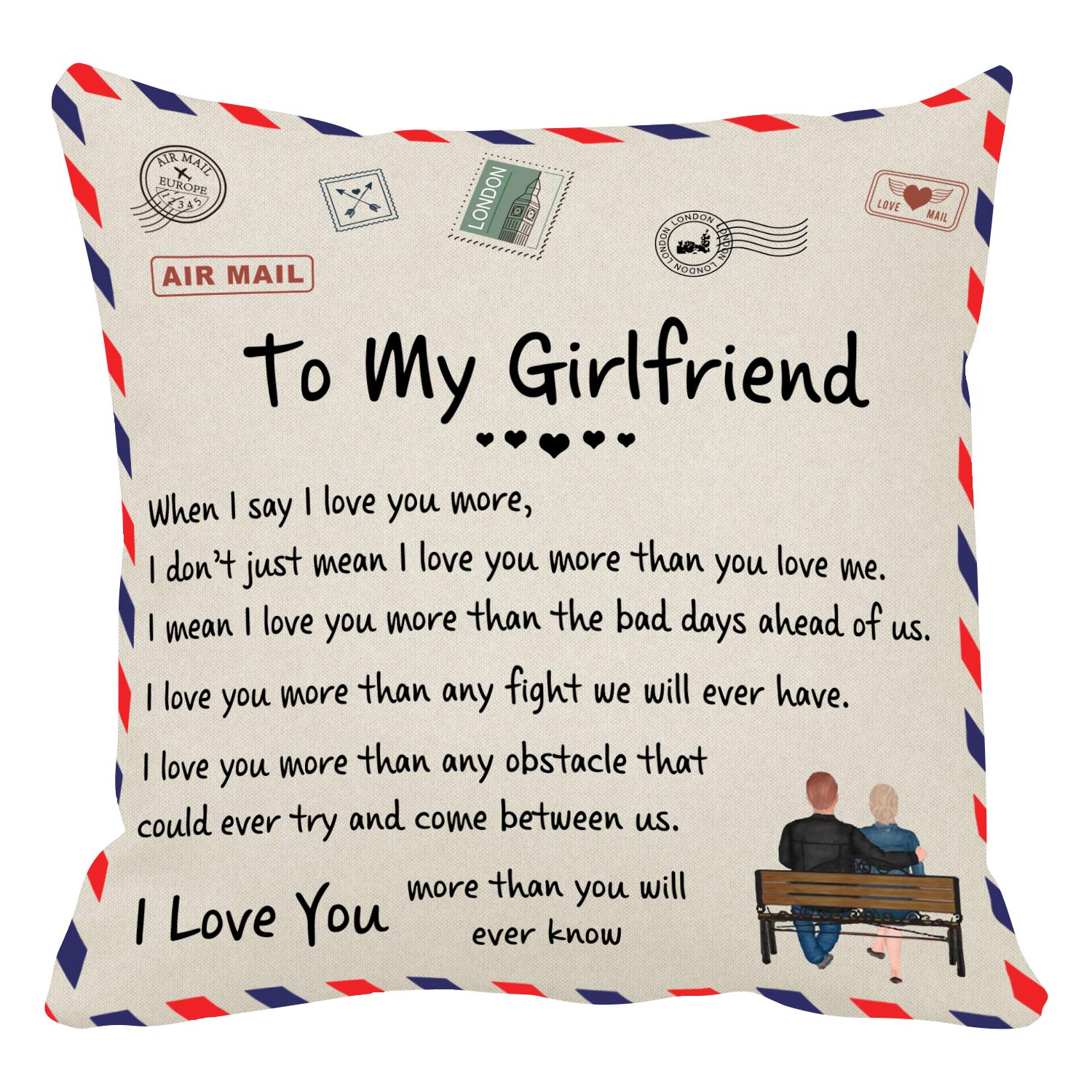 Kenon Personalized Pillow Covers to My Girlfriend Gift For Chrismas Birthday Soft Solid Decorative Square Throw Pillow Covers Set Cushion Case for Sofa Bedroom Car