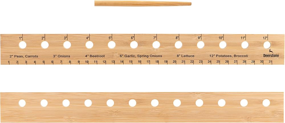 Deerstone Bamboo Seed Planting Ruler & Mini Dibber Set 12 Inch Vegetable
