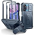 Dexnor for Samsung Galaxy A15-5G Phone Case, [2 Front Frame] [Built-in Slide Camera Cover & Kickstand] Heavy Duty Military Grade Protection Shockproof Case with Screen Protector, 6.5 inch Navy Blue