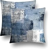 chiinvent Blue Velvet Abstract Pillow Covers Set of 2 Modern Accent Navy Gray Throw Pillow Cover Soft Elegant Decorative Couch Cushion Cover for Bed Living Room Outdoor Sofa Pillowcases 20x20 Inches