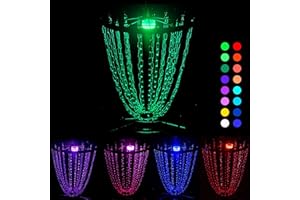 HIAARO LED Disc Golf Baskets Light 1-Pack/2-Pack with Magnetic Attachment, RF Remote Control, Waterproof, Multi Colored Adjus