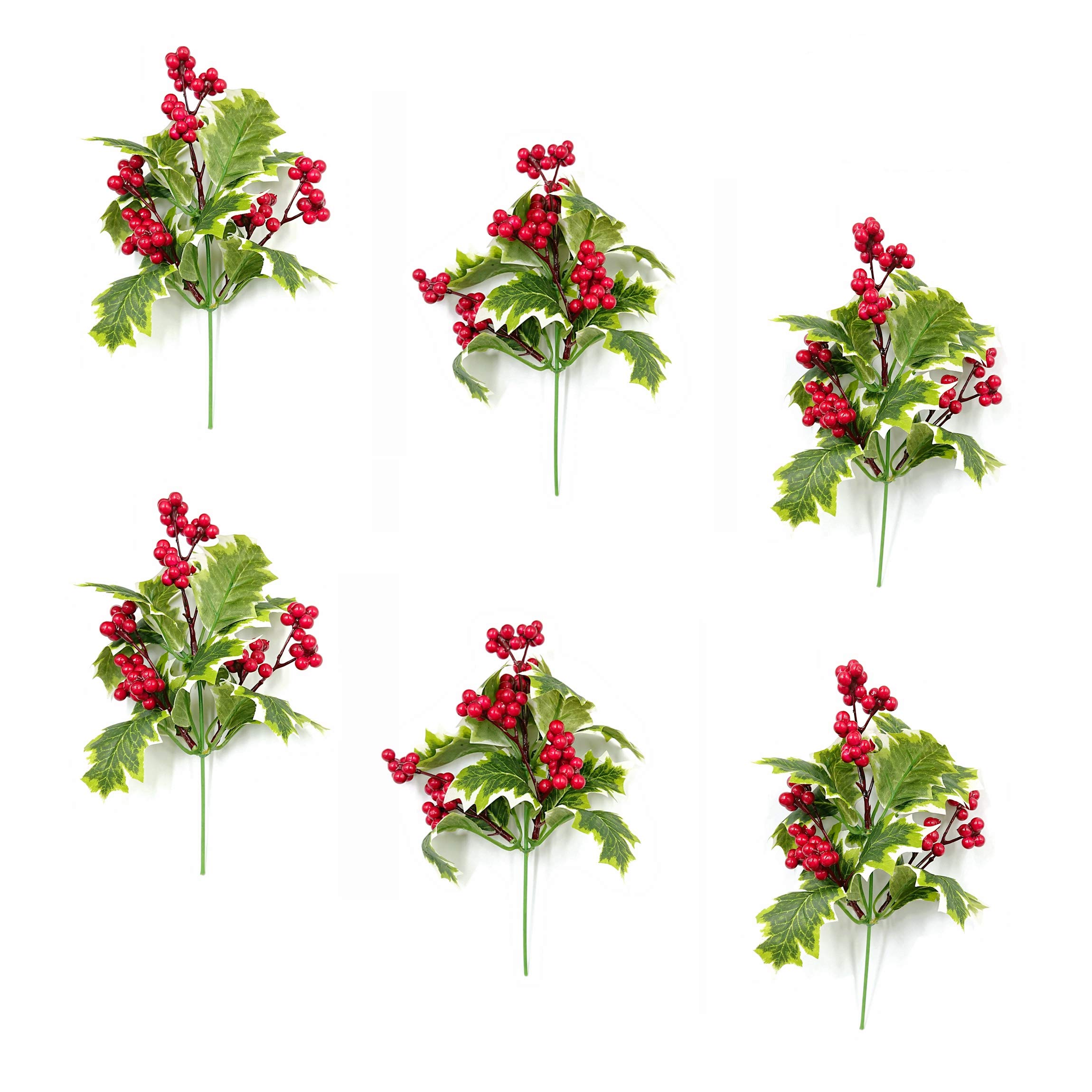 M2cbridge Pack of 6 Christmas Red Berries Artificial Holiday Floral Picks Ornaments