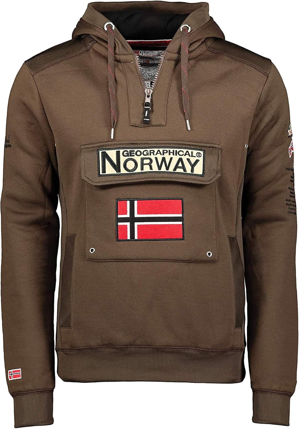 Geographical Norway Gregoire Heren - Hoodie voor Mannen Kangaroo Pocket Zip UK - Sweatshirt Logo Pullover Hoody Warme Lange Mouw - Truien Heren Lente Zomer Herfst Winter, Lichtgrijs, L