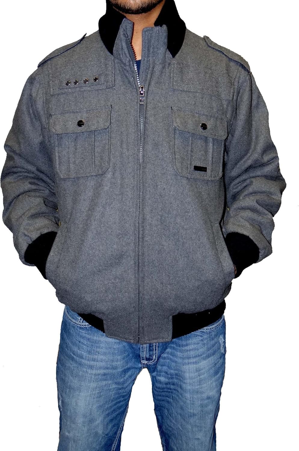 Sean John Men's Wool Bomber JacketCharcoal3XL at Amazon Men’s