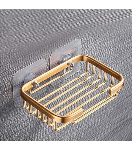 CHENYU 2 Pièces Porte Savon Mural Doré Acier Inoxydable - Auto-Videur Salle De Bain Cuisine Avec Tampons Inclus Organisateur Savon Cuisine