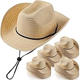 Unittype Adult Cowboy Hat Bulk Western Party Straw Hat Unisex Cowboy Cowgirl Set for Women Men