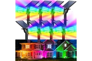 WENATY 49 LED Color Changing Solar Spot Lights Outdoor Waterproof, Solar Christmas Lights Outside, [7 Lighting Mode/8 Pack] Flood Powered Spotlights for Yard Garden Pathway Landscape Tree Decorations