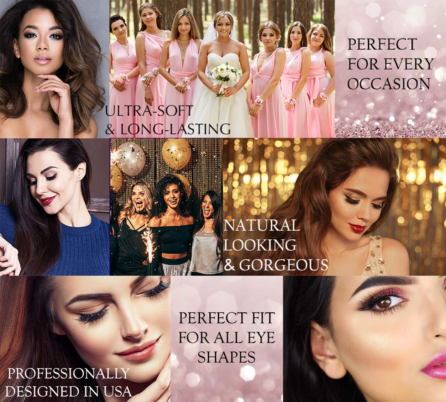 Luxillia 10 Piece Eyelash Magnetic Lashes with Eyeliner (Clear and Black) - Natural Looking False Magnetic Eyelashes Kit with Waterproof Liquid Liner Applicator, 8D, 3D Look, Reusable Fake Eye Lash