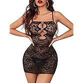 Avidlove Women Lace Lingerie Dress Cutout Bodycon Chemise Removable Adjustable Strap Exotic Boudoir Outfits