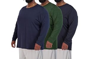 Real Essentials 3 Pack: Men’s Big & Tall Tech Stretch Long-Sleeve & Short-Sleeve Dry-Fit T-Shirt (3XT-5XT)