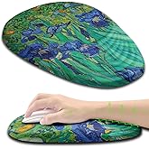Armanza Ergonomic Mouse Pad Wrist Support, Floral Mouse Pad with Wrist Rest, Non-Slip PU Base MousePads with Foam Massage Design for Pain Relief, Desk, Office, Home, Van Gogh Flower