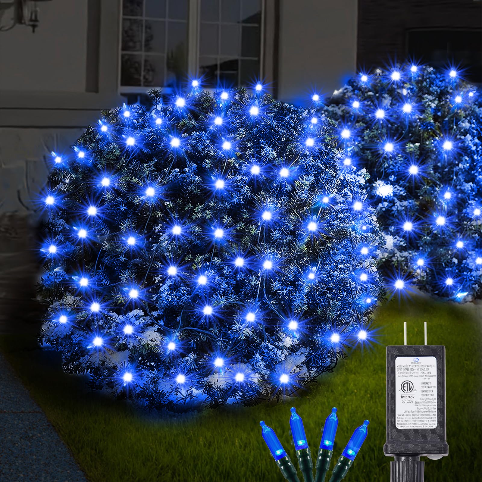 Photo 1 of **MISSING PARTS/check clerk comments**
Blue Christmas Net Lights Outdoor 5ft x 6ft Connectable, 120Led 8 Modes Waterproof Black Wire 29V Plug in Mesh Net Christmas Lights for Garden, Yard, Bushes, Trunk, Xmas Tree Decor (Blue)