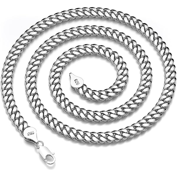 Collar De Cadena Cubana De Plata De Ley 925 Maciza Para Hombre, 0.512 In, Biselado, Con Cierre Seguro De Langosta De 20 Pulgadas, Metal