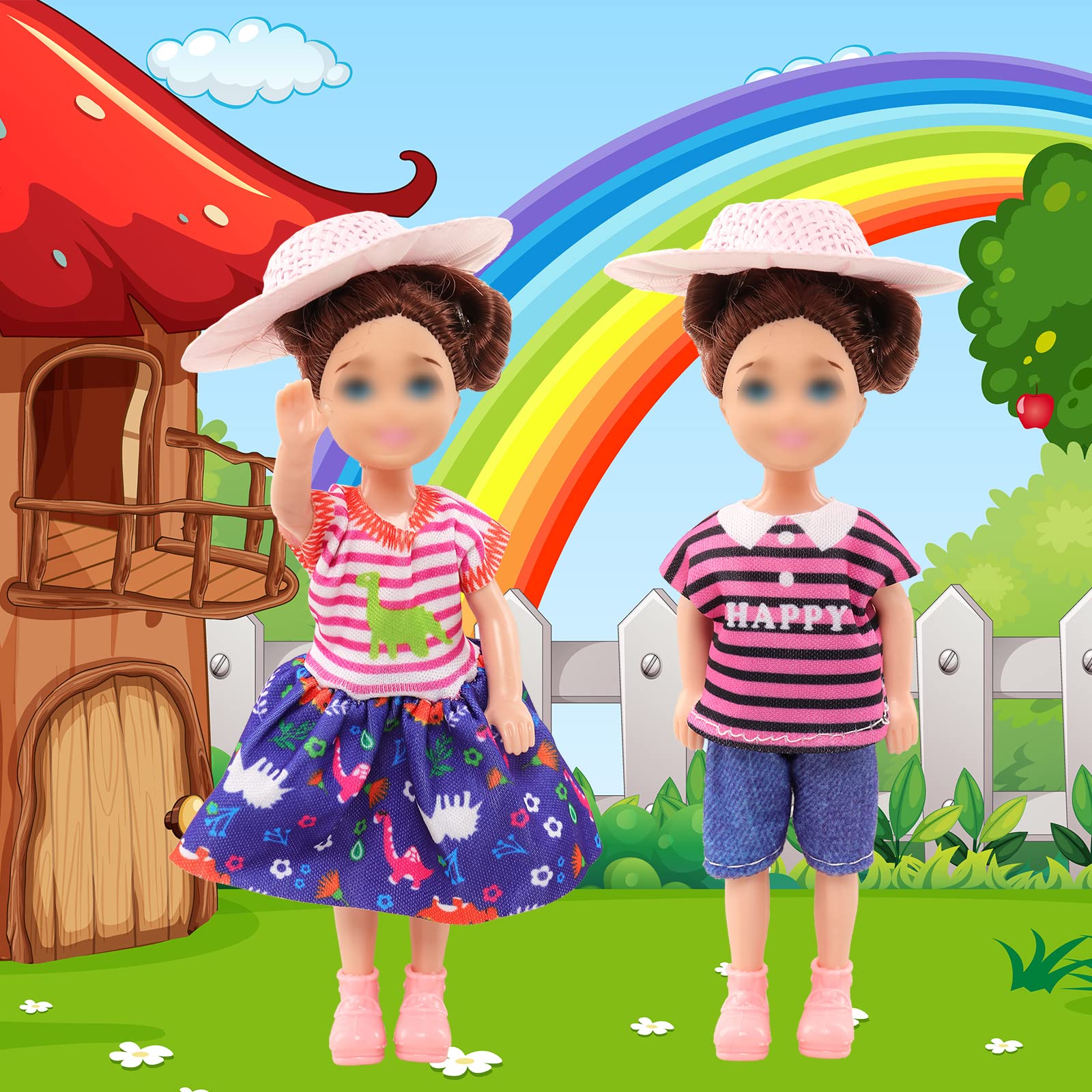 Miunana 22 Pcs Doll Summer Clothes and Accessories Including 3 Sets Random Fashion Outfits 3 Pcs Swimsuit Swimming Ring Mini Doll Shoes and Mini Doll Straw Hats for 5.3 Inch Doll