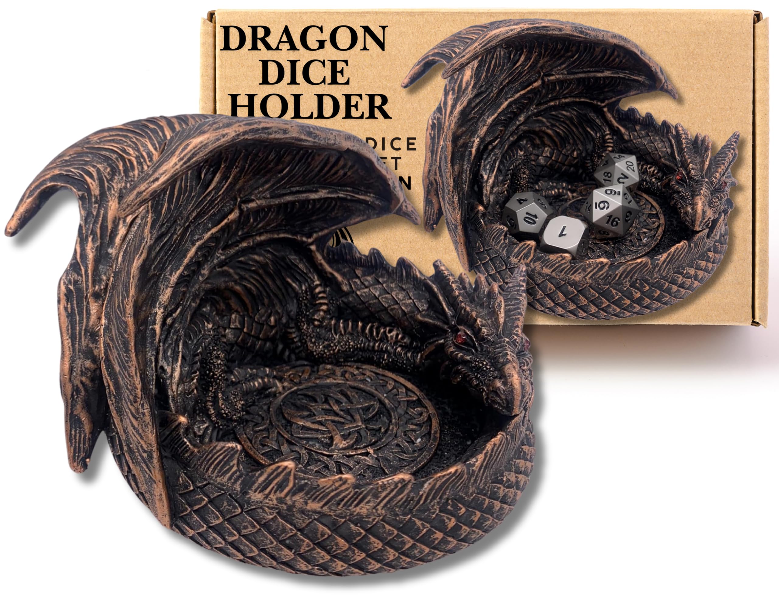 Grinning Gargoyle - 14cm Dragon DnD Dice Jail Guardian in Bronze - Perfect Dragon Dice Holder for Roleplaying Games - Mini Roller Tray Tabletop Gaming Accessories - DnD Merch Decor - D n D Gifts — image 1
