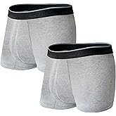 KARSWATT Washable Urinary Incontinence Underwear for Men Front Absorbent Leak Proof Boxer Briefs for Bladder Control 2 Pack (X-Large, Gray)