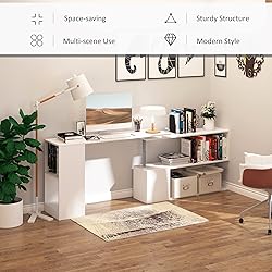 HOMCOM 55" 360° Rotating Corner Computer Desk