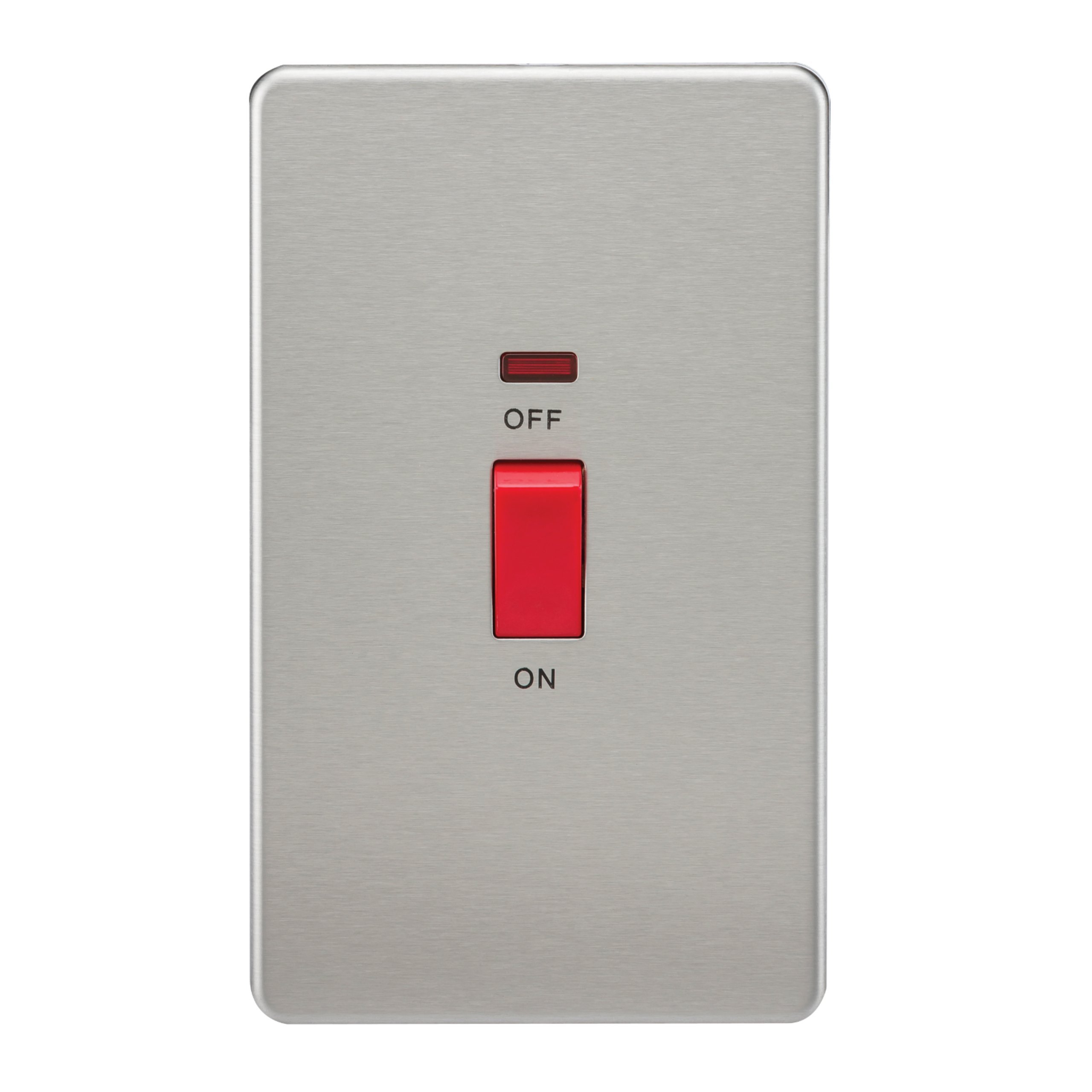 Knightsbridge SF8332NBC Screwless 45 A 2-Gang DP Switch, Brushed Chrome with Neon