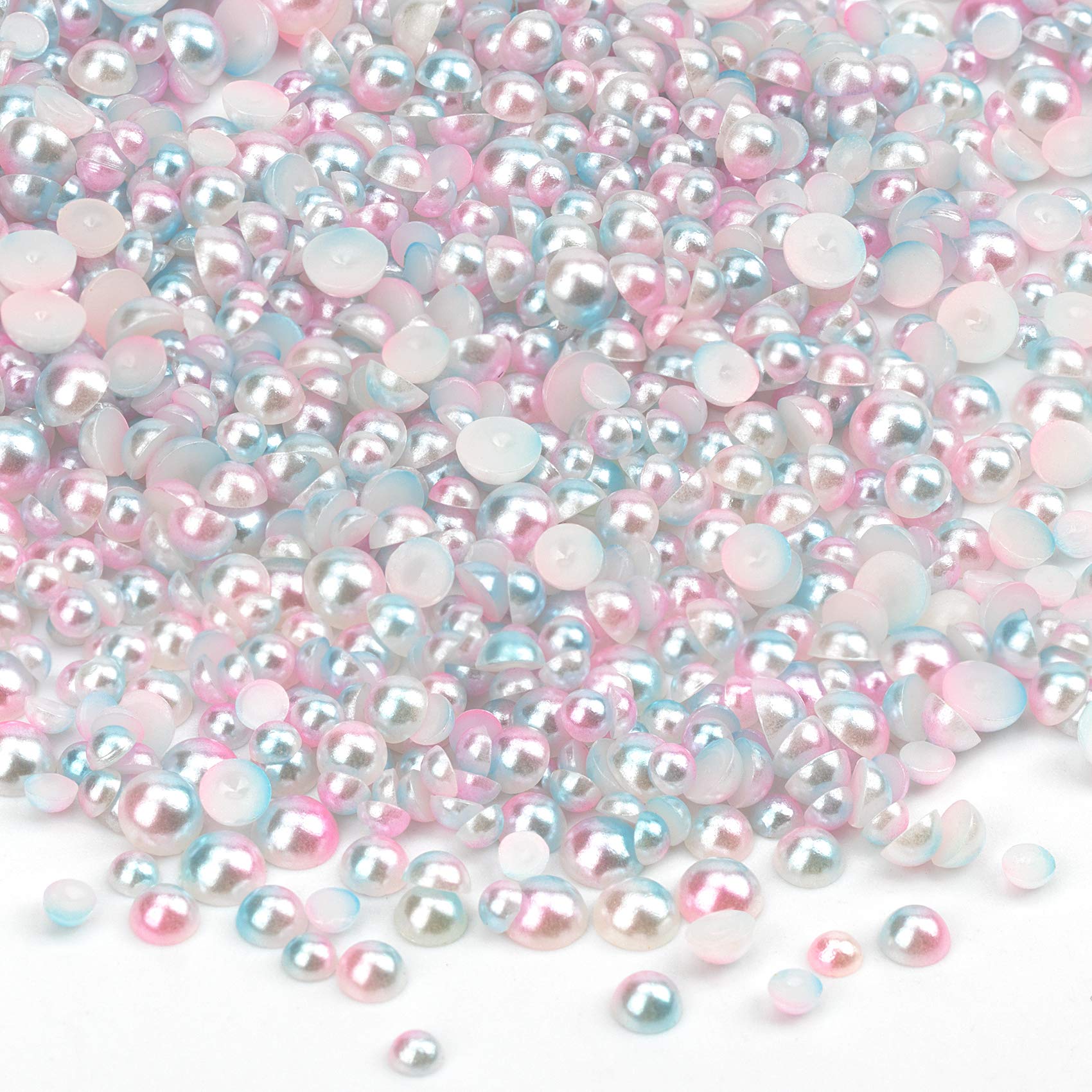 PAGOW 4000 PCS ABS Half Round Pearl, Gradient Color Simulation Pearl, Resin Flatback Pearl Beads, Faux Round Shiny Pearls for DIY Crafts Party Decoration 3/4/5mm (4000)