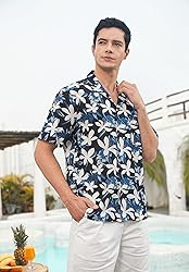 Mens Cotton Hawaiian Shirts Summer Short Sleeve