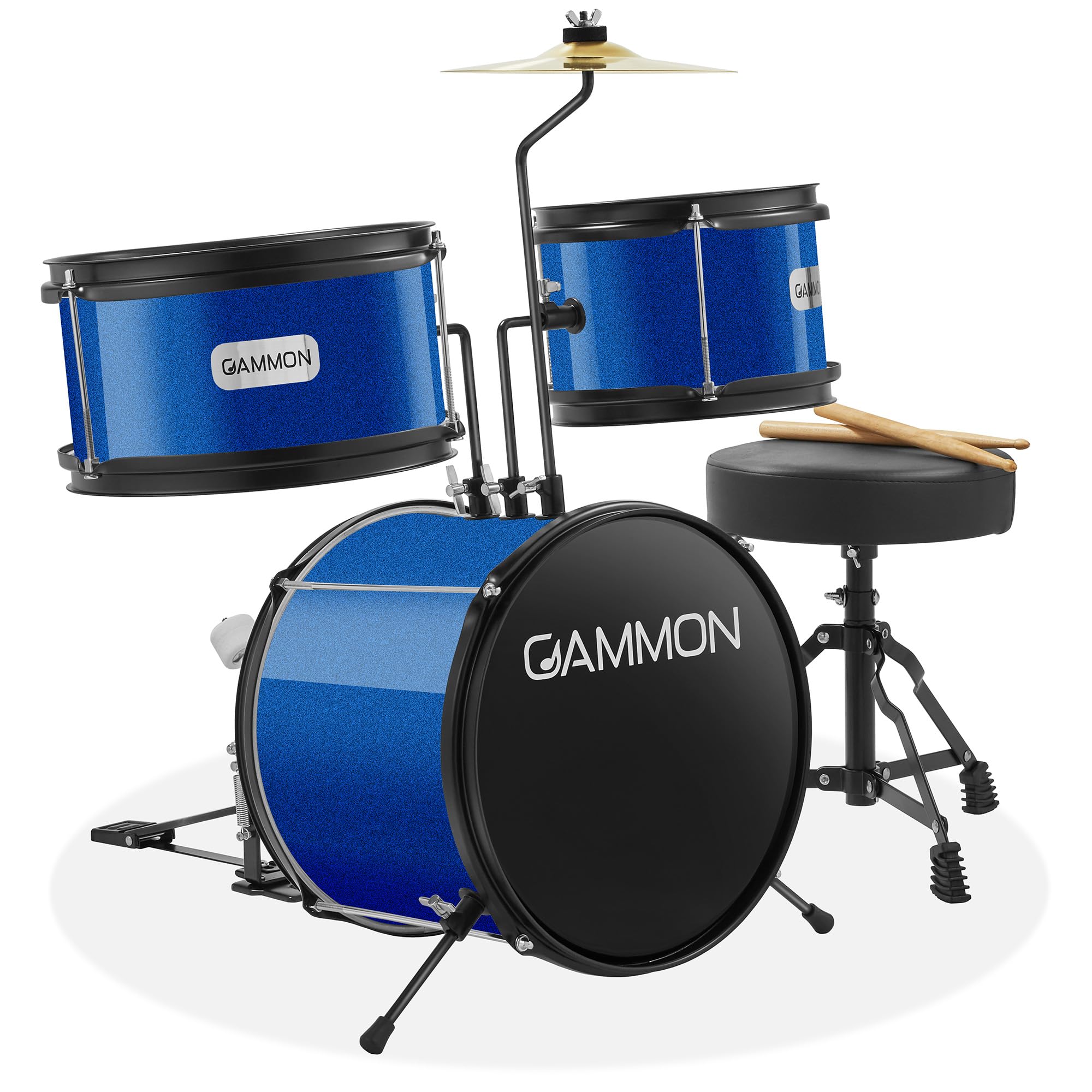 Gammon 3-Piece Junior Drum Set With Throne Blue, Complete