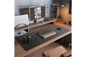 Felt Desk Mat,Desk Pad Protector,36"x12",Large Felt Keyboard and Mouse Pad for Home Office(Dark Grey)