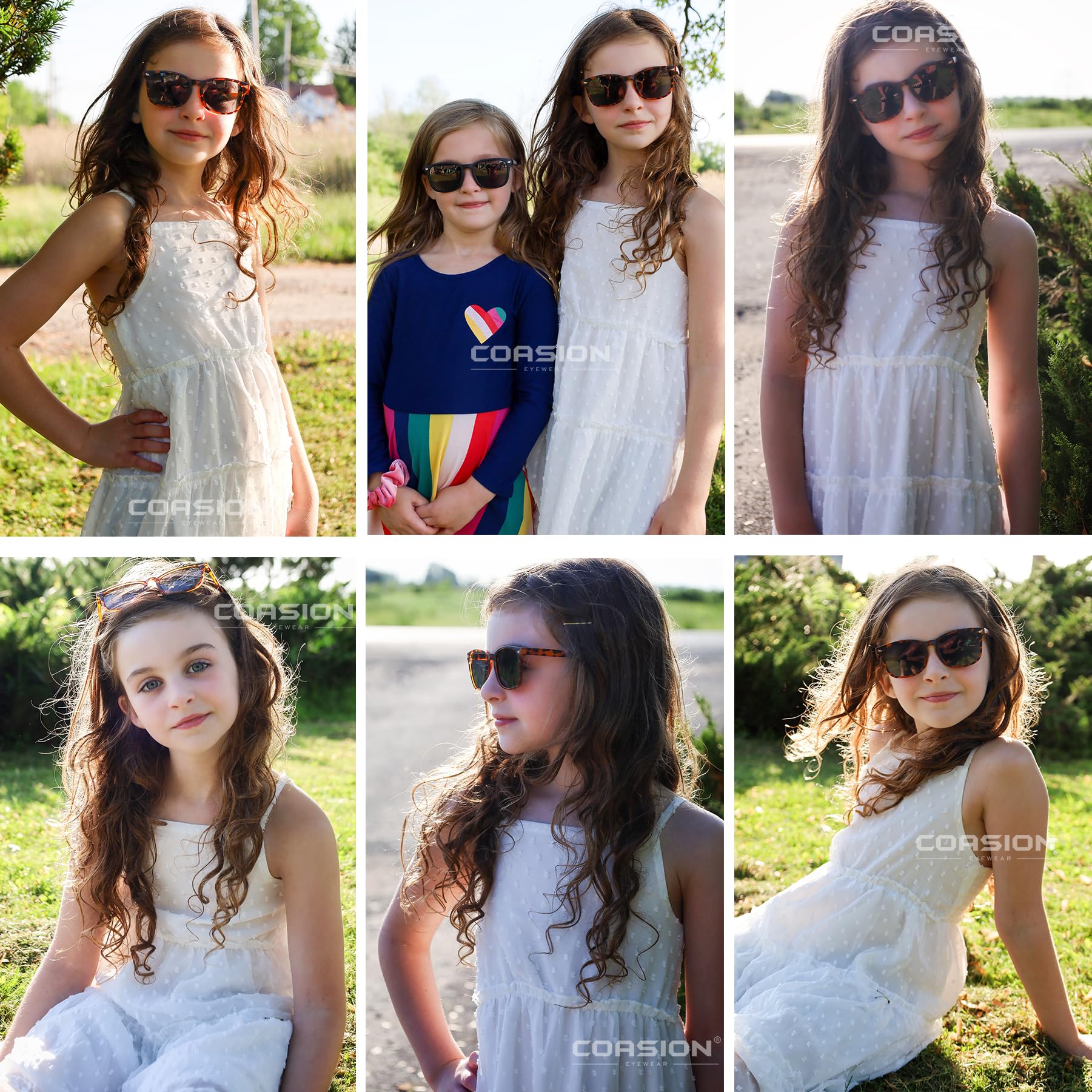 COASION Polarized Kids Sunglasses UV 400 Protection for Girls Boys Classic Retro Style Toddler Shades Age 3-12