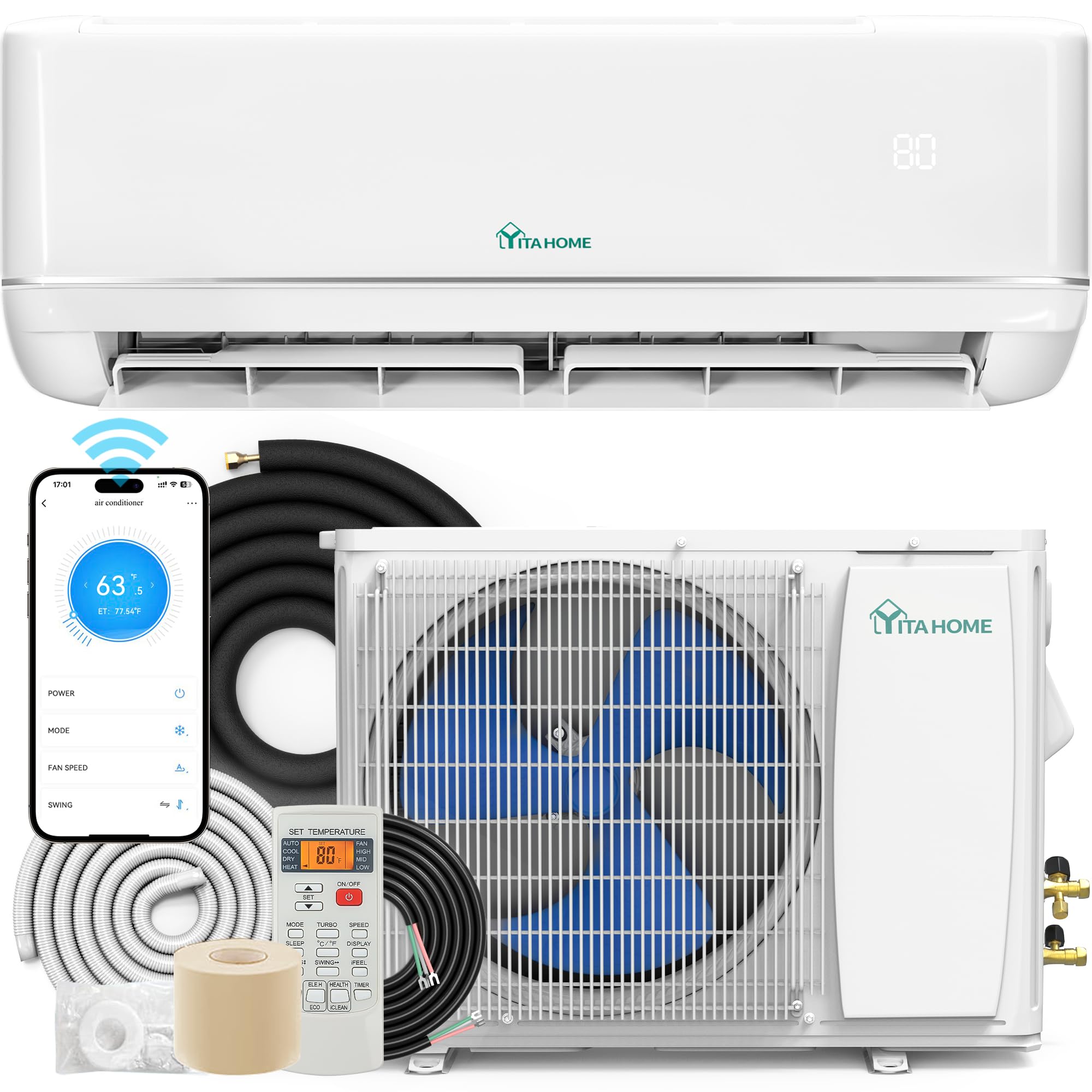 Photo 1 of (see all images) (used) YITAHOME 12000 BTU Mini Split Air Conditioner Heat Pump System, 21 SEER2 208-230V Ductless Inverter System 