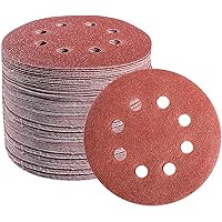 S SATC 72 PCS 5 Inch 8 Hole Hook and Loop Adhesive Sanding Discs Sandpaper for Random Orbital Sander 40 60 80 120 180 240 320