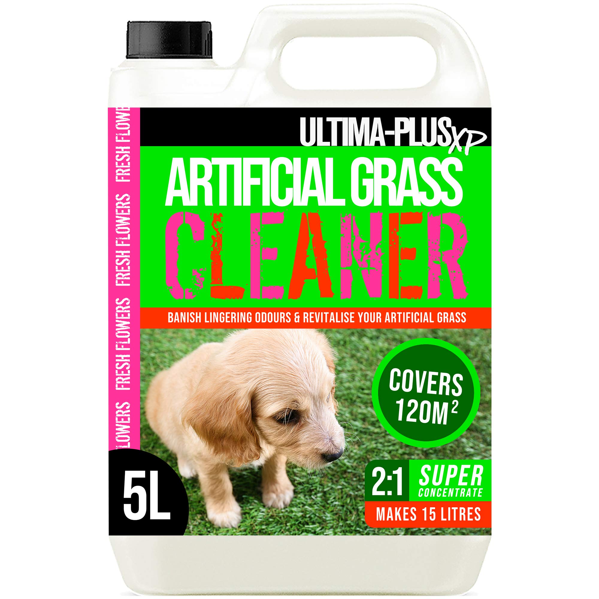 ULTIMA-PLUS XP Artificial Grass Cleaner - Perfect for Pet Owners to Deodorise and Clean AstroTurf - Fresh Flowers Fragrance (5 Litres)