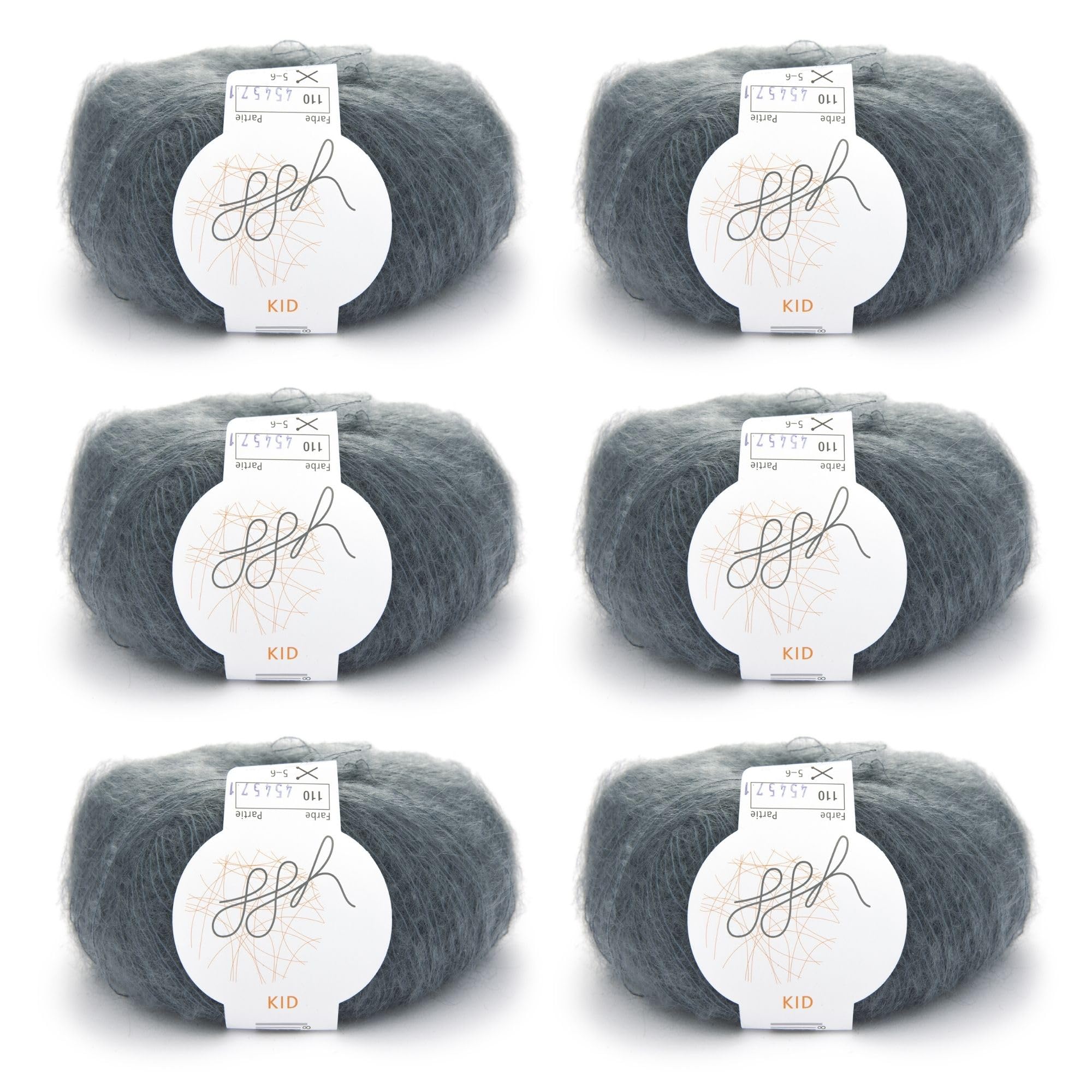 ggh Kid Box 6 x Kids Mohair Knitting Wool Colour 110 Flannel Grey