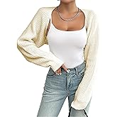 YUNLORIA Women's Bolero Shrug Sweater Rib Knitted Long Sleeve Open Front Cropped Cardigan Y2K Tops