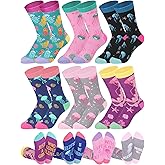 Bunnycool 6 Pairs Novelty Ocean Animal Gifts for Women Funny Crew Socks Gift for Jellyfish Sharks Turtle Marine Life Lovers
