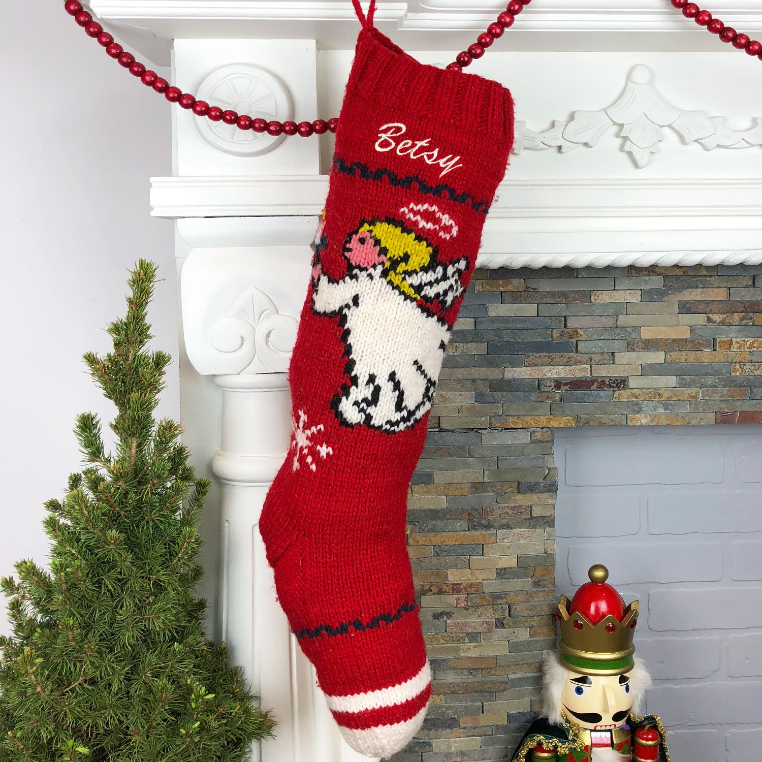 Amazon Com Christmas Stocking Knit Angel Pattern Optional