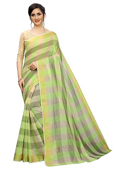Womens Linen Saree With Blouse Piece (Chandpar)