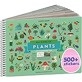 Plants and Mushroom 500+ Kids Sticker Book by Cupkin Toddler Airplane Travel Activity Coloring and Sticker Book, 12 Coloring Pages 12 Scenes for Children's of 2-8 Years, Valentines Gifts for Kids