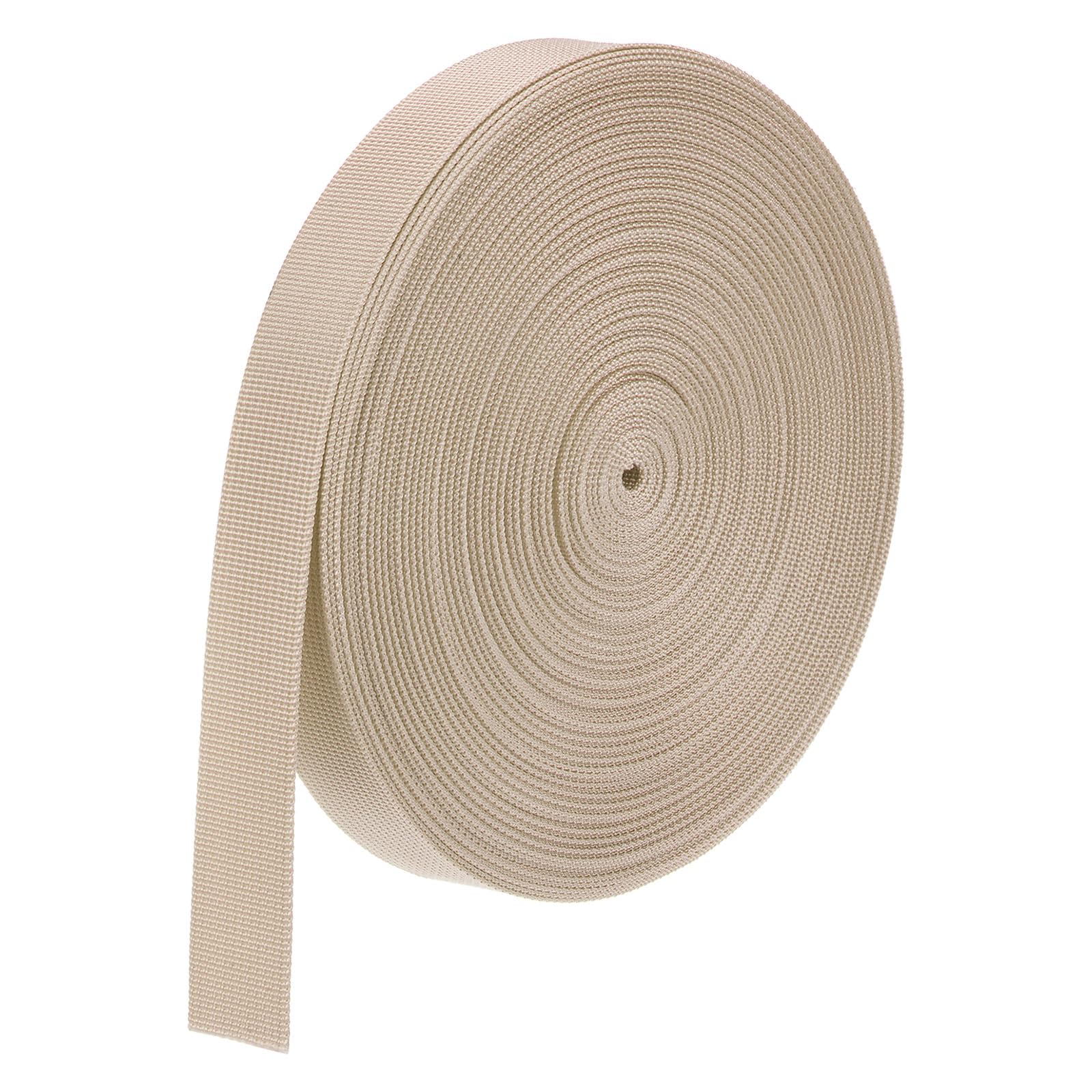 M METERXITY Flat Nylon Webbing Strap 1 Inch Wide 10 Yards Strong Nylon Strapping Upholstery Backpack Straps for Bags/Luggage/Cargo/Repairing/Indoor Outdoor [Champagne, 1.1mm Thk]