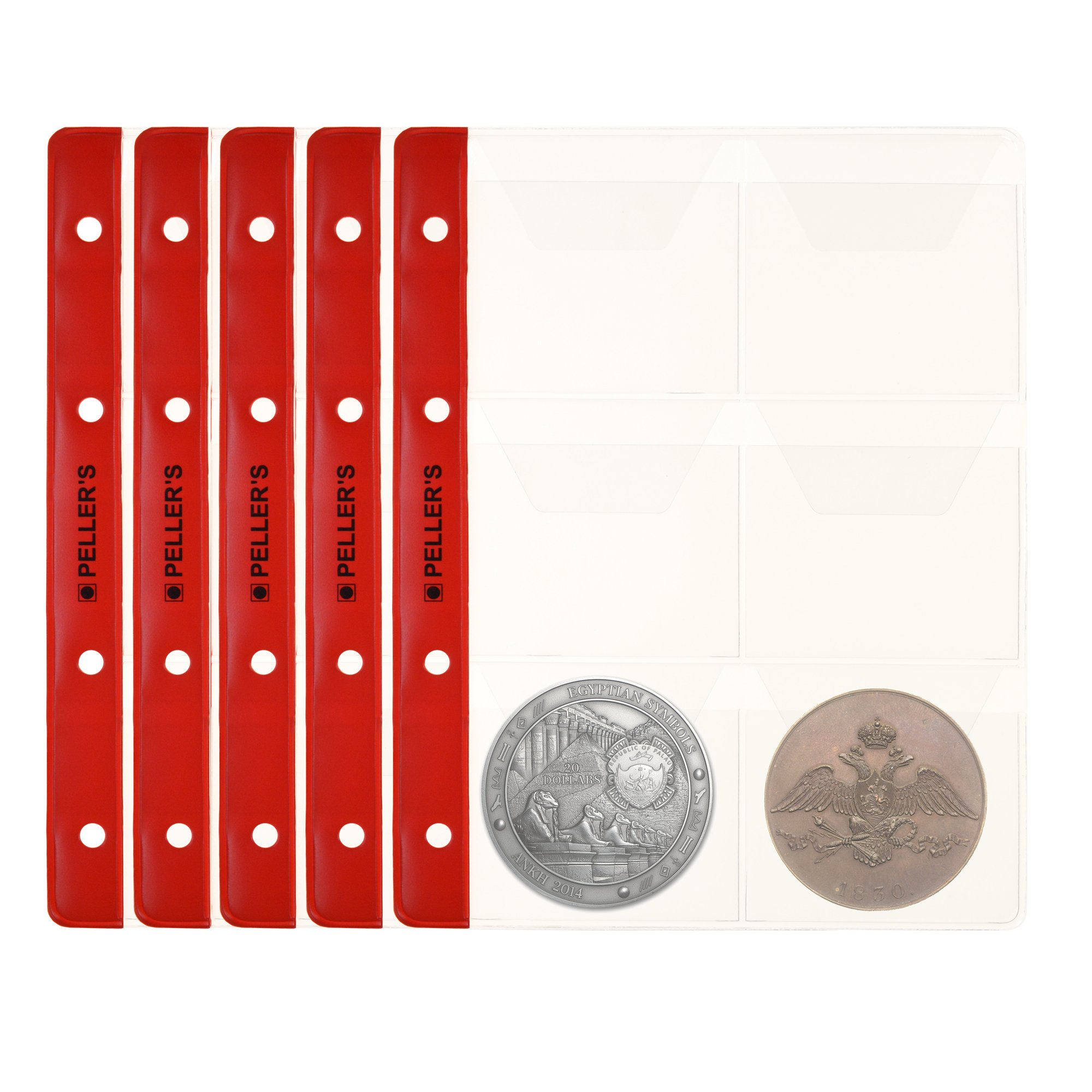 10 Collectors Sheets, 6 Pockets 2.68" X 2.84" (68mm X 72mm) On Each Page, for Very Big Coins up to 2.17" (55mm). Album M refill