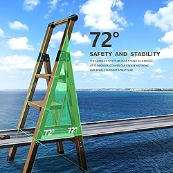 3 Step Ladder, Folding Step Stool with Aluminum