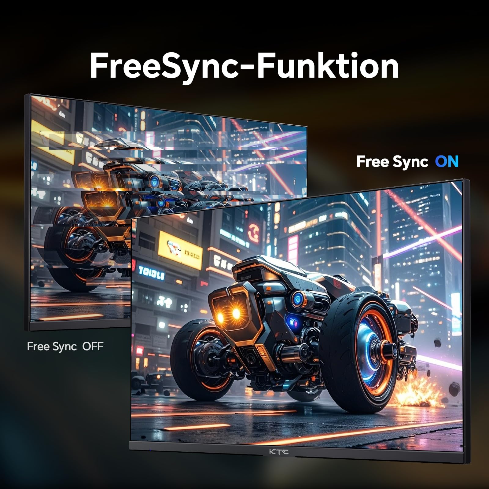 KTC Gaming Monitor, Bildschirm 24 Zoll QHD 2K@180Hz / 144Hz mit Fast IPS Panel,1ms, HDR 400, Adaptive Sync, 400 cd/m² Helligkeit, Verstellbarer Ständer für vertikale und VESA (100x100 mm) 9