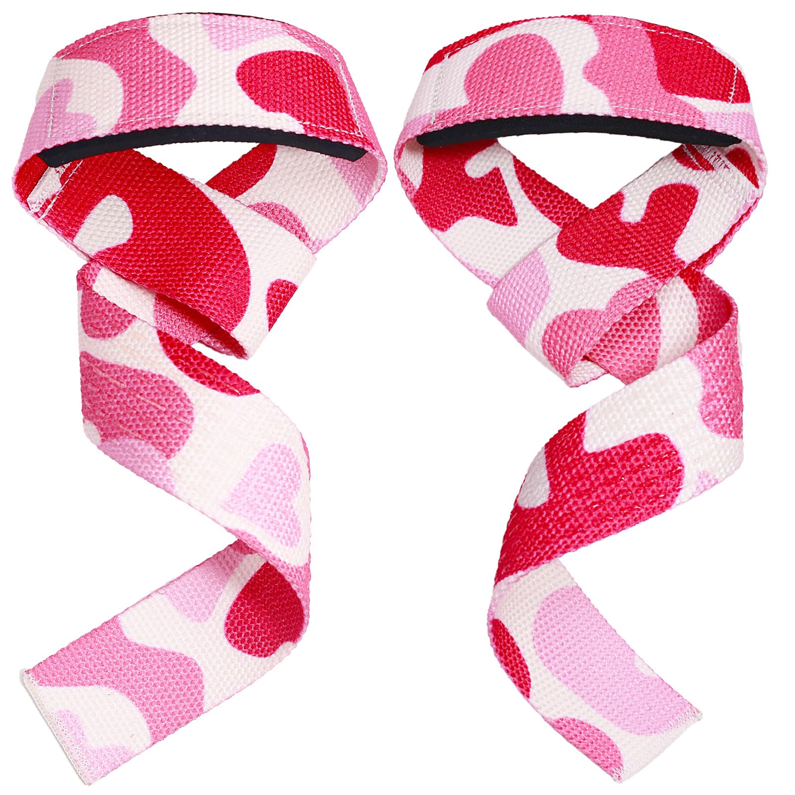 Dickplay Weight Lifting Straps,1 Pair With Neoprene Padding Wrist Support and Gel Anti-slip Grips,Strongly Stitched Gym Lifting Straps for Fitness Weight Lifting,Deadlifts,Strength Training,Camo Pink