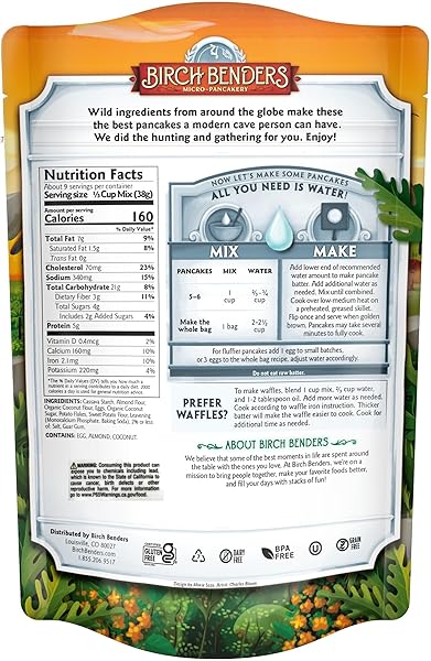 PALEO PANCAKE & WAFFLE MIX BY BIRCH BENDERS, KOSHER, GLUTEN-FREE, 12 OZ BAG