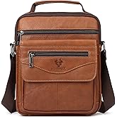 HUMERPAUL Small Messenger Bag for Men Sling Crossbody Shoulder Bag Genuine Leather Handbag Man Purse for Work Business