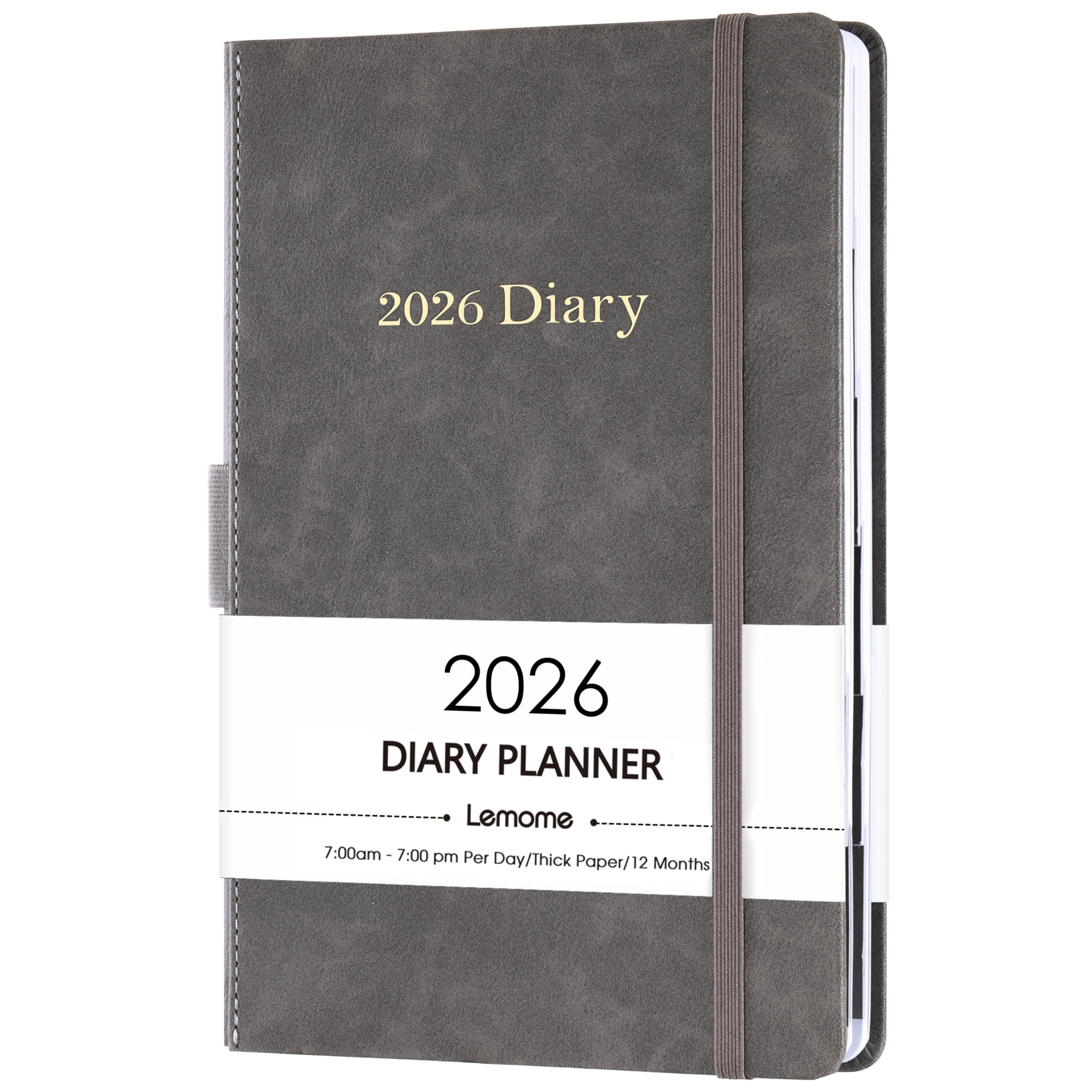Photo 1 of 2026 Diary - 2026 Daily Planner from January - December 2026, Appointment Book 5.75" x 8-5", Daily Hourly Planner with Tabs, Inner Pocket, Pen Loop, Bookmarks