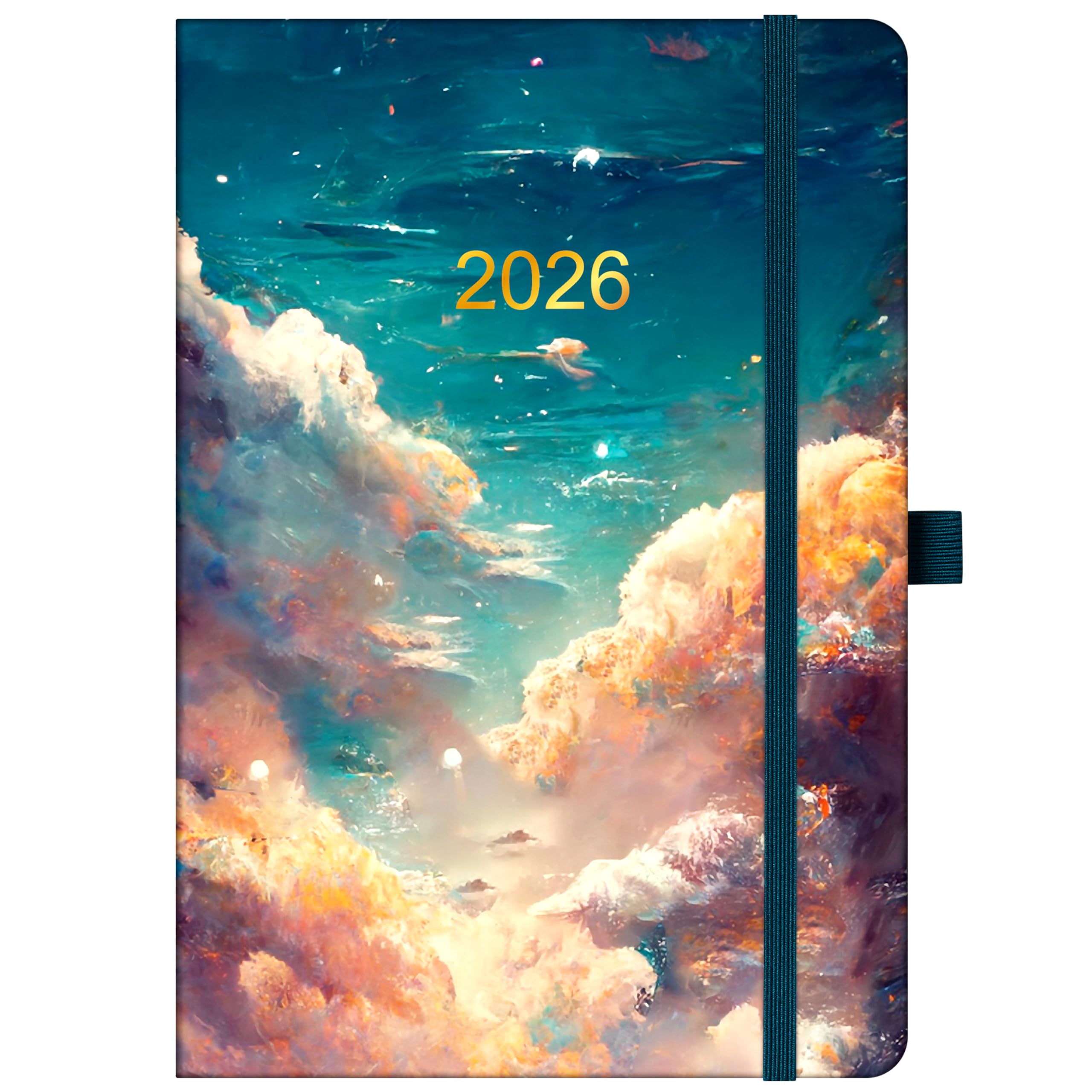2026 Diary - A5 Diary 2026 Week to View, January 2026 - December 2026, 2026 Planner with Dream Sky Cloud Hardcover, Elastic Closure, Monthly ＆ Weekly View for Work, Study, 21.5 x 15.5 x 1.5 cm (A5)