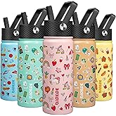 BJPKPK Insulated Water Bottle with Straw Lid, 18 oz Stainless Steel Metal Water Bottles, Reusable Leak Proof BPA Free Water Bottles, Cups, Thermo, Unicorn