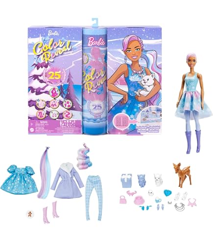 Calendario De Adviento Barbie Con Muñeca De Pelo Rosa Y 24 Sorpresas – Unicornio, Sirena, Hada Y Mascotas Incluidas