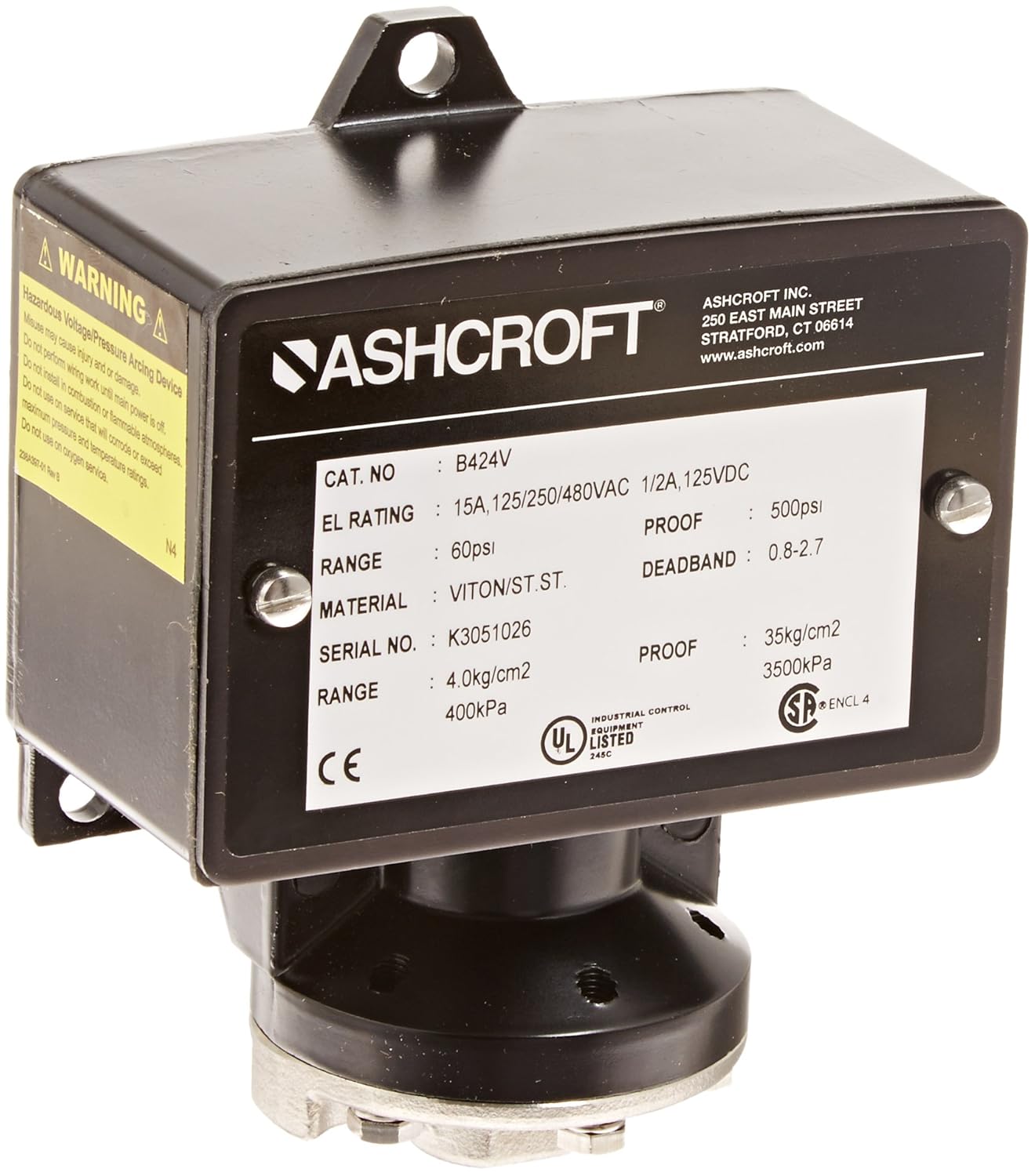 ASHCROFT B424VXCYLM60 B Series Type 400 Pressure and Differential