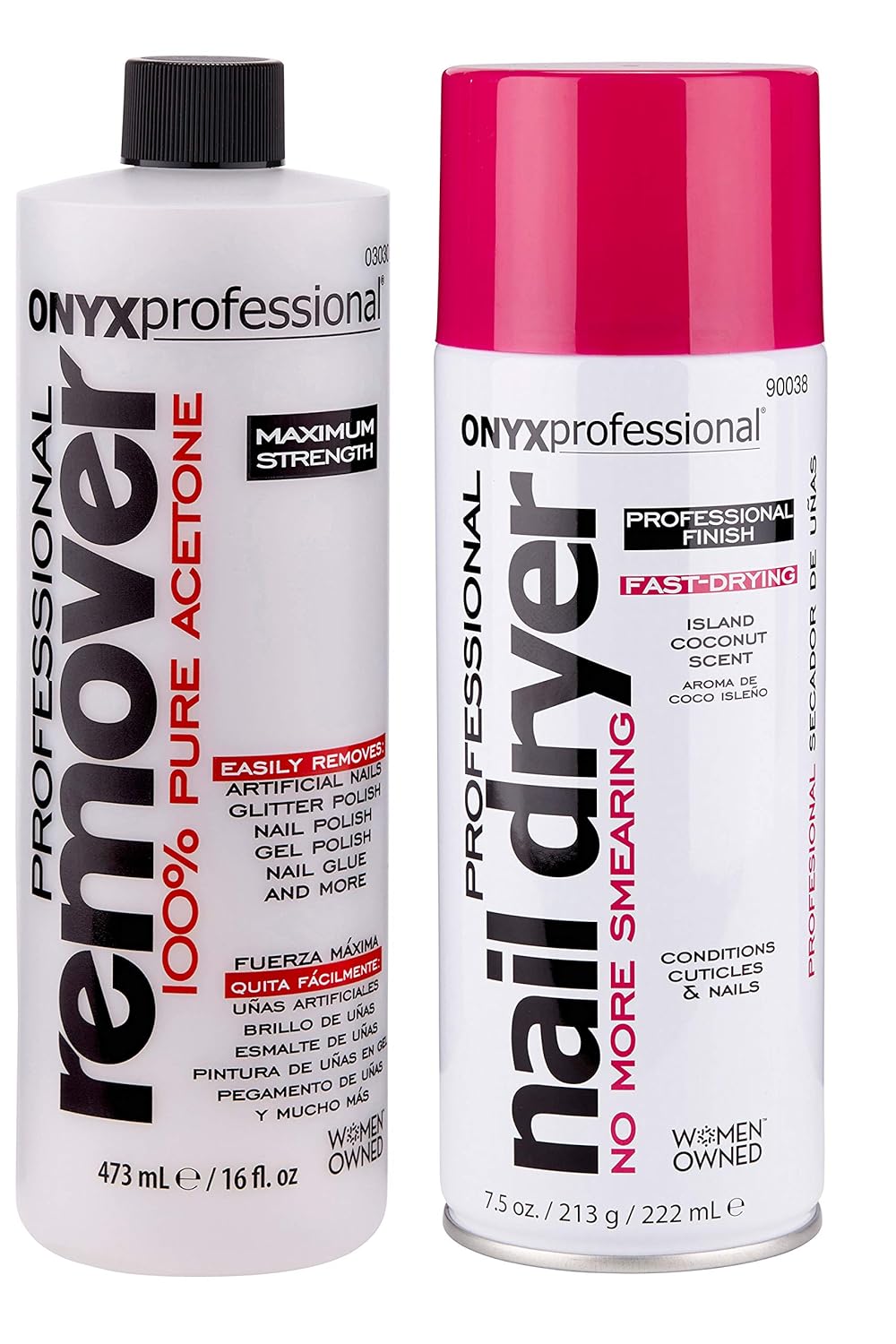 Amazon Com Onyx Professional 100 Acetone Nail Polish Remover 16oz Nail Dryer 7 5oz Beauty